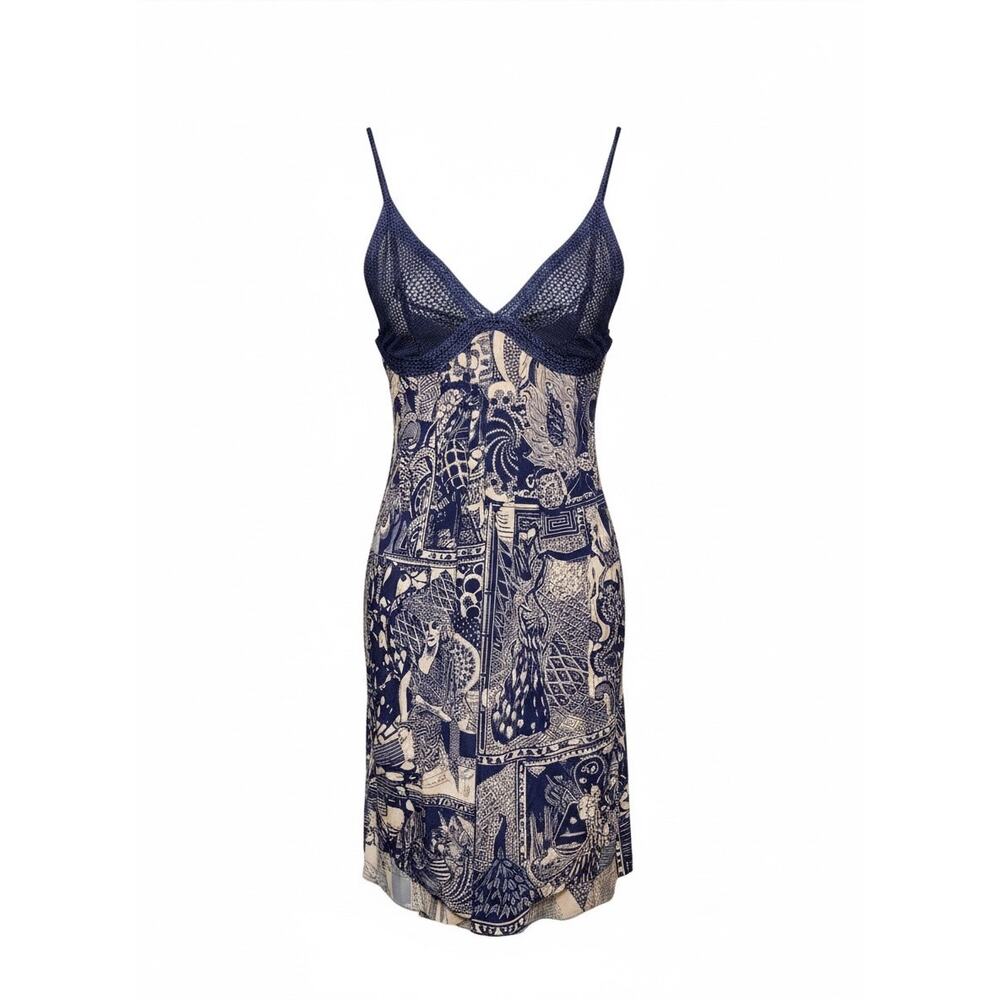 Jean Paul Gaultier Vintage 90s Crochet Tattoo Print Dress Large